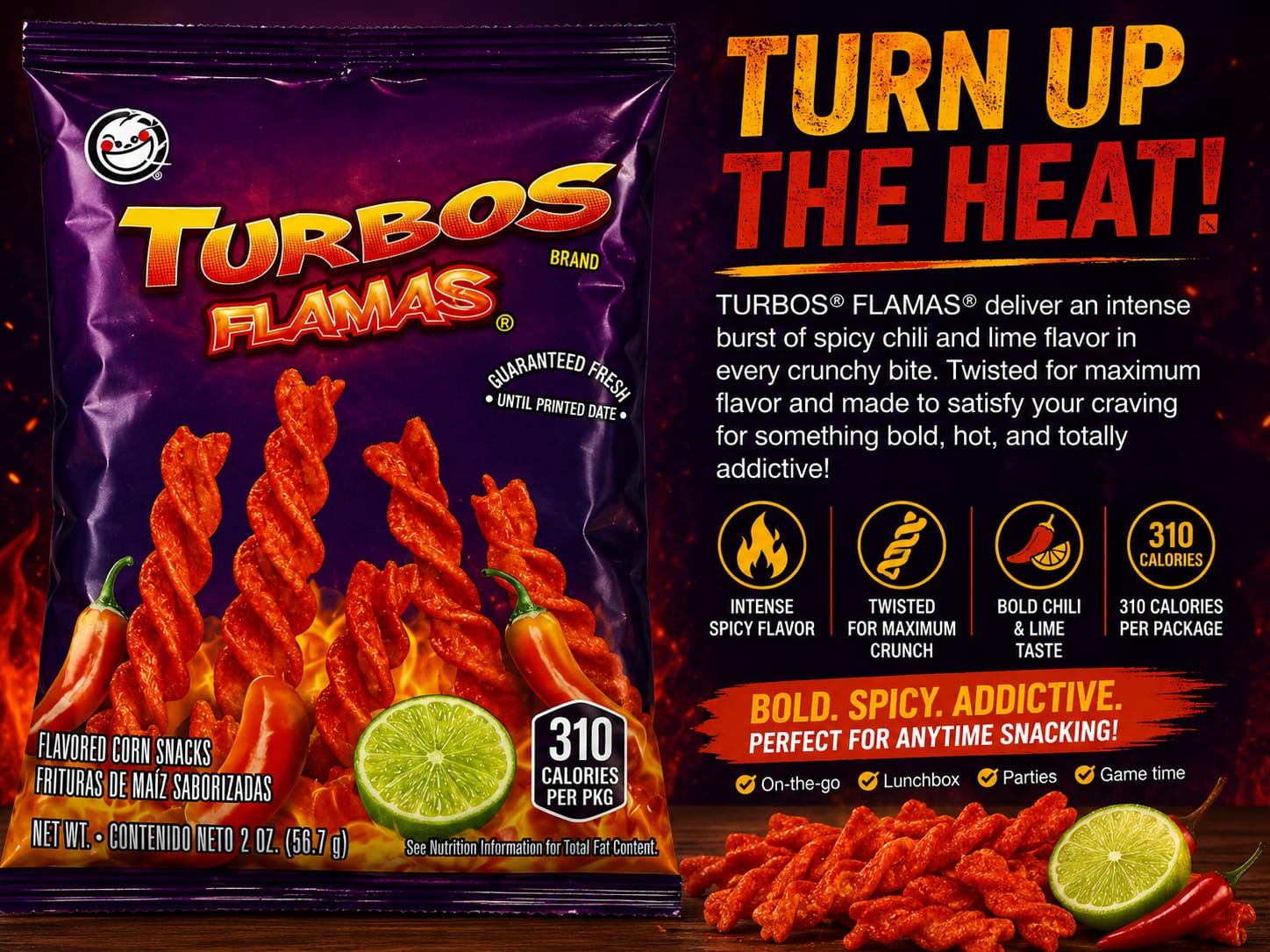 Turbos Flamas Corn Snacks – 2 oz