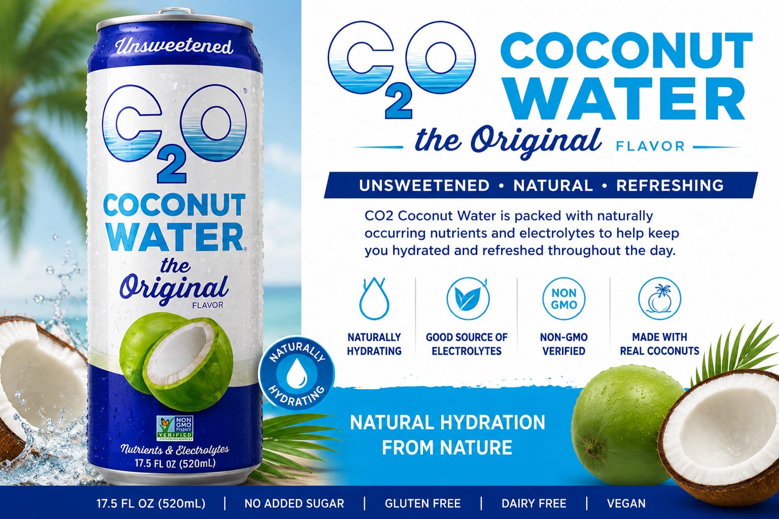 CO2 Coconut Water – The Original, Unsweetened (17.5 fl oz)