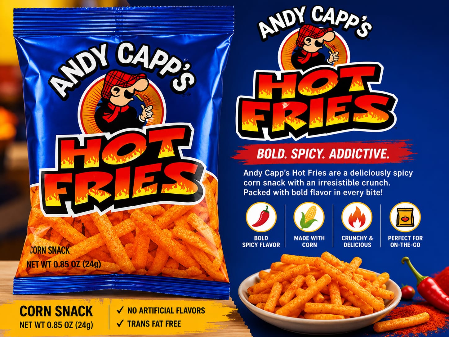 Andy Capp's Hot Fries Corn Snack – 0.85 oz